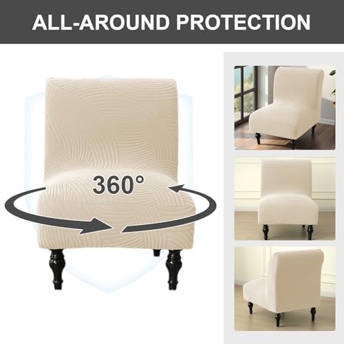 Eco-Ancheng Armless Chair Slipcover Removable Armless Accent Chairs Covers Washable Armless Slipper Chair Slipcover Printed Armless Chair Furniture Protector Covers for Living Dining Room Hotel,21