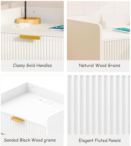 Arbuxzuy Floating Nightstand Set of 2 with Charging Station and Drawer