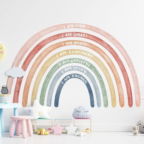 Tinideya Large Watercolor Rainbow Wall Stickers Decal, 77" x 47'', Cute
