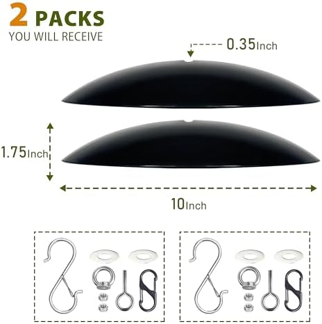 10" Mini Bird Feeder Rain Guard, Hummingbird Feeder Shade Dome Cover, for Small Feeders, Works with Ant Guards (Black), 2 Pack