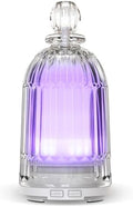 120ml Glass Essential Oil Diffuser, Ultrasonic Aroma Diffuser Glass Cover & Plastic Reservoir with Auto Shut-Off, 7 Colors LED Light for Home, Bedroom, Office, Yoga(White Base)