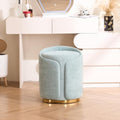 Swivel Vanity Stool with Back Comfy Vanity Chair with Gold Base Modern Round Stool for Makeup Vanity Ottoman Foot Rest for Bedroom livingroom (Sage)