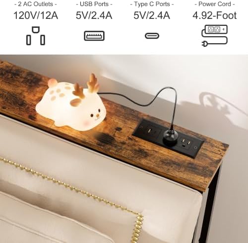 47.2" Console Table with Power Outlets, Narrow Entryway Table with Charging Station, Skinny Sofa Table for Entryway, Living Room, Foyer, Corridor, Office, Rustic Brown