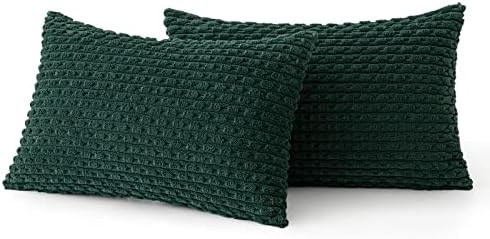 MIULEE Christmas Lumbar Decorative Throw Pillow Covers 12x20 Dark Green