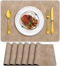 ADRIMER Fall Placemats Set of 6, Heat Resistant Faux Leather, Apricot