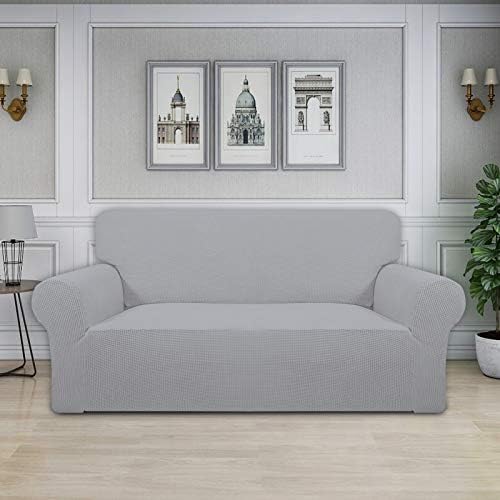 Easy-Going Stretch Oversized Loveseat Couch Covers Washable Silver Gray