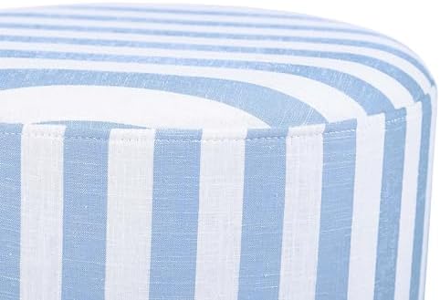 First of a Kind Ottoman Foot Rest - Pastel Blue Round Ottoman Stool with Solid Wood Spherical Orbs - 15.7" W x 15.7" D x 18.3" H - Handmade, Easy Clean, 330 lbs Weight Capacity