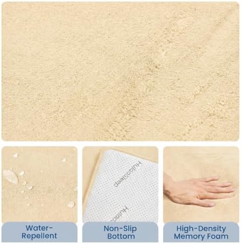Huloo Sleep Baby Play Mat for Floor,1.3" Thick Elasti-Foam 50"×50" Playpen Mat for Tummy Time,Water Repellent Soft Coral Velvet for Toddler,Infant,Kids,Non-Slip Backing Safe for Crawling(Vanilla)