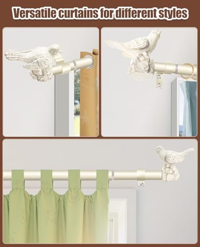 1 or 7/8 Inch Bird-Shaped Decorative Finials for Curtain Rods White Curtain Rod Ends Metal Curtain Rod Finials Ends Easy to Install Set of 2 Rod End
