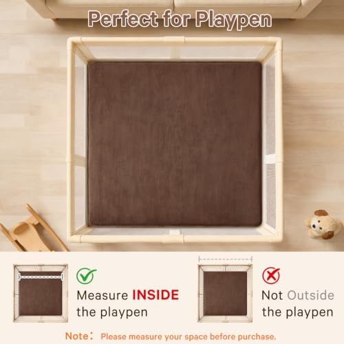 Baby Play Mat Floor,Tummy Time Area Rug 79x110 Playpen Mat Reddish Brown
