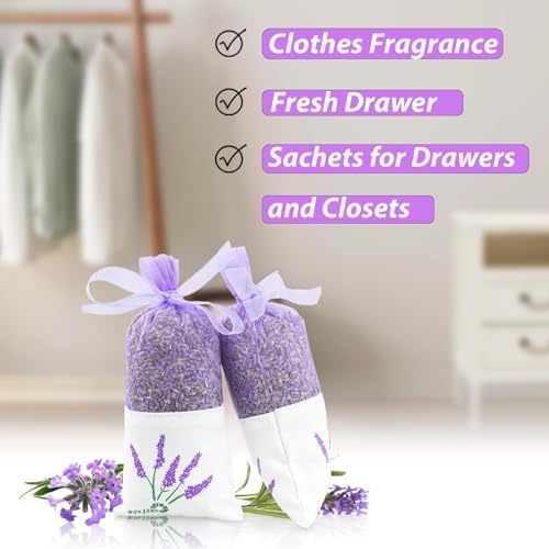8 Packs Lavender Sachets for Drawers and Closets, Closet Car Freshener