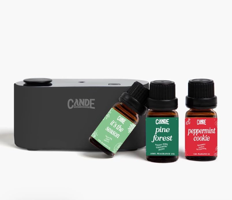 CANDECraftCo Waterless Travel Diffuser Gift Set, Christmas Scents, 3 Oils