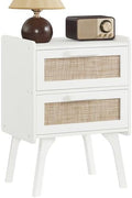 Lerliuo Rattan Night Stand for Bedroom, 2 Drawers