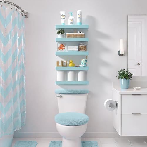 Sorbus 16 Inch Floating Shelves for Wall (5 Pack, Breezy Blue)