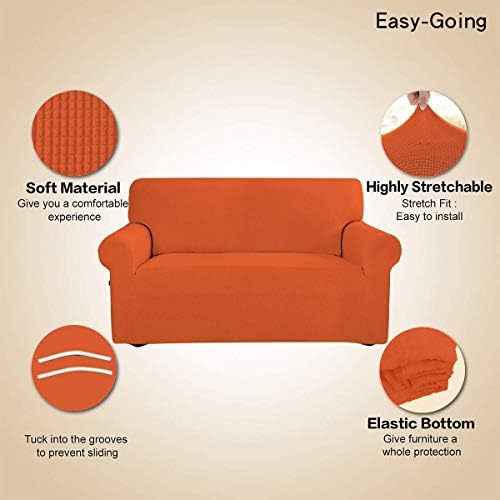 Easy-Going Stretch Loveseat Couch Covers Washable Orange