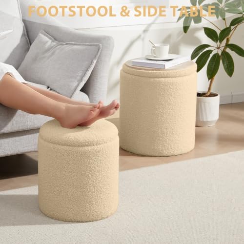 Royal Windsor Round Ottoman with Storage Set of 2, Storage Vanity Stool