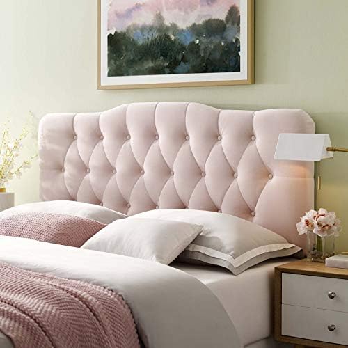 Modway Annabel Diamond Tufted Performance Velvet King Headboard in Pink