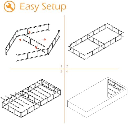 Twin Box Spring 9 Inch, Bed Base with Fabric Cover