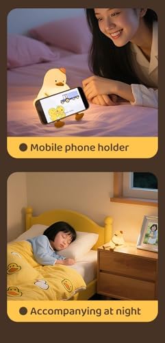 ATSUI Duck Night Light, Cute LED Squishy Novelty Animal Night Lamp, Food Grade Silicone, 3 Level Dimmable Rechargeable Nursery Nightlight for Breastfeeding Toddler Baby Kids, Cute Gifts for Kids