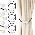 Hion Magnetic Curtain Tiebacks Black 6pcs, Curtain Holdbacks Hooks Holders