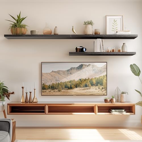 Amada 32 Inch Floating Shelves with Invisible Brackets, Set of 2, Black
