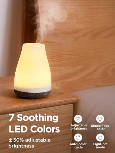 InnoGear Essential Oil Diffuser Ultrasonic Diffusers for Home, Brown Base