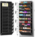 Kotkn 10-Tier Over the Door Shoe Organizer, 20 Pockets Holds 20-30 Pairs, Heavy-Duty Oxford Fabric with Hexagon Mesh for Boots & Sneakers-Black