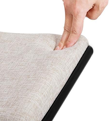 URFORESTIC Oak Wood Vanity Stool, Modern Makeup Dressing Stool with Concave Seat Surface,Capacity 300lb, Easy Assembly (Black)