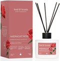 Soul & Scents Reed Diffuser Set – Midnight Rose | 7.43 oz Refillable Scented Oil with 6 Fiber Sticks | Long-Lasting Home Fragrance & Air Freshener for Bedroom, Bathroom, Office | Gift & Décor Piece