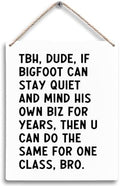 FUGWN Funny High School Classroom Hanging Wooden Signs 8x10, High School Classroom Decor, Middle School Classroom Decor, Funny Quote Dude If Bigfoot Can Stay Quiet School Classroom Wall Decor