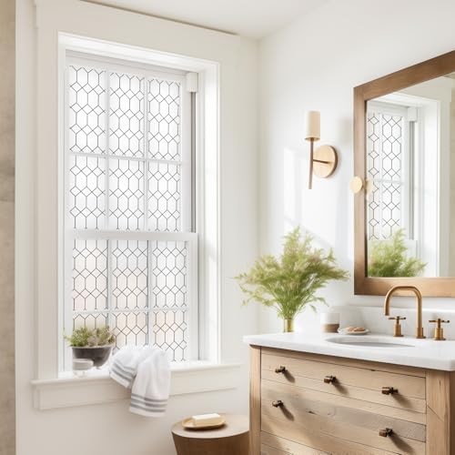 DKTIE Moroccan Lattice Window Privacy Film Stained Glass 23.6in X 118.1in