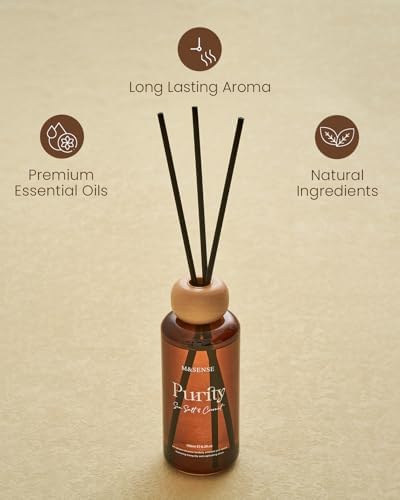 M&SENSE Reed Diffuser Set, Sea Salt Coconut, 6.3 oz Natural Essential Oil