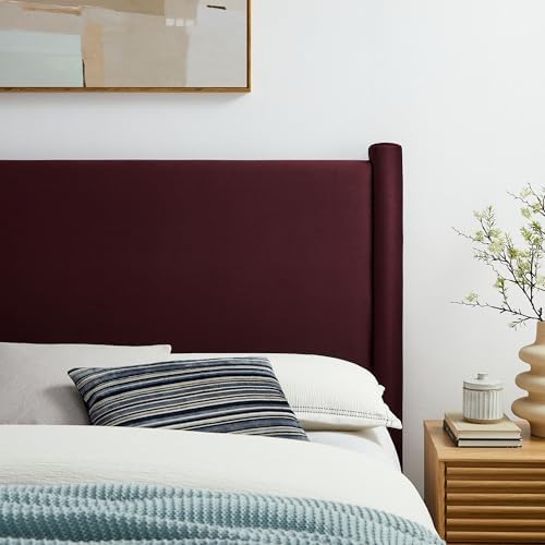 Modway Rael King Upholstered Headboard with Pillars in Mulberry – Velvet Headboard – Stain-Resistant Performance Velvet Headboard for King Size Beds