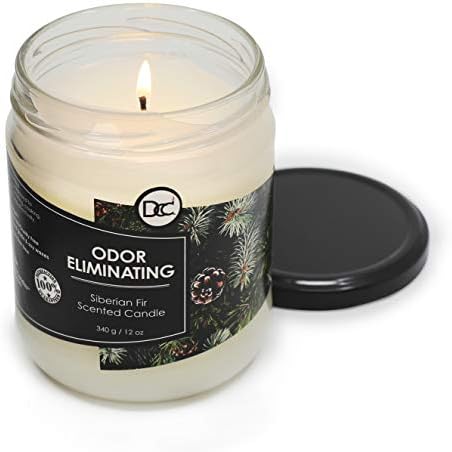 Siberian Fir Odor Eliminating Highly Fragranced Candle - Eliminates 95% of Pet, Smoke, Food, and Other Smells Quickly - Up to 80 Hour Burn time - 12 Ounce Premium Soy Blend