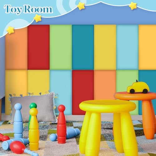 24 Pack Wall Padding Headboard 15.75" x 7.87" x 1.18" Rainbow Colors
