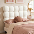 Pinmoco Twin Cloud-Shaped Upholstered Headboard, Teddy Fleece Beige