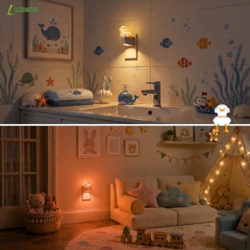L LOHAS LED Plug in Night Light for Kids, Color Changing LED Night Light