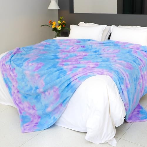 MUGD Blue Queen Size Blankets, Soft Fuzzy Plush Large Throw Blanket 90"x90"