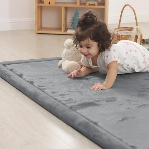 1.5" Thick Baby Play Mat for Floor,79x79 Large Memory Foam Tummy Time Mat