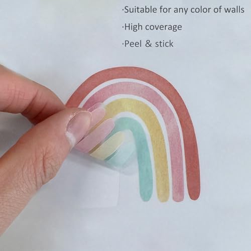 Pastel Rainbow Wall Decals for Playroom & Nursery, Peel and Stick