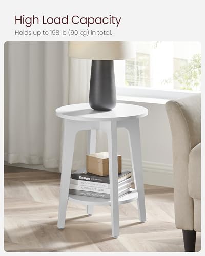 VASAGLE Round Side Table with Lower Shelf, End Table for Small Spaces