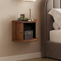 WERMO 16'' Fully Assembled Floating Nightstand with Storage and Sliding Door - Floating Side Table for Bedroom and Living Room. Mid Century Modern Nightstand Wood, Bedside Shelf Wall Mount (Walnut)