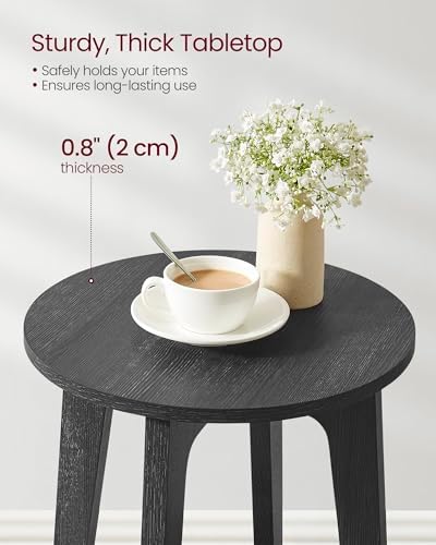 VASAGLE Round Side Table with Lower Shelf, End Table for Small Spaces