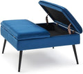 Square Ottoman with Storage Coffee Table Large Upholstered Navy