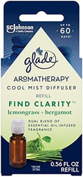 Glade Essential Oil Diffuser Refill, Use with Cool Mist Aromatherapy Diffuser, Air Freshener for Home, Find Clarity Scent with Notes of Bergamot & Lemongrass, 0.56 Fl Oz