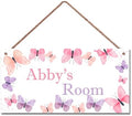 Personalized Pink Purple Butterfly Room Door Sign Girls Bedroom Baby Nursery Wall Decor Custom Name Art Wooden Plaque For Kids Room