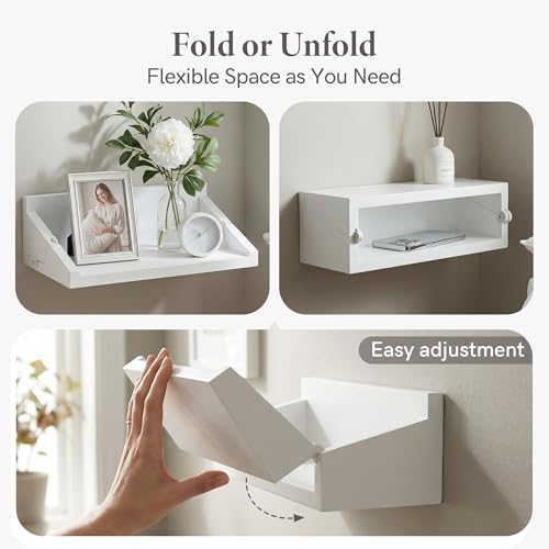 SUMGAR Floating Nightstand Set of 2 White Bedside Table for Small Spaces