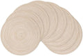 SHACOS Round Braided Placemats Set of 8 Cotton Fabric Round Table Mats Non Slip Washable 15 inch Round Place Mats Home Party Table Decor (Beige, 8)