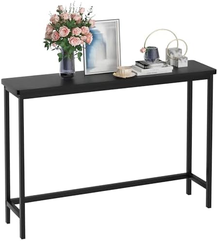 VASMIA Console Table, Entryway Table, Narrow Sofa Table, 39" Bamboo Hallway Table for Entryway, Living Room, Bedroom, Foyer, Black