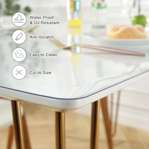LovePads Clear Table Cover Protector 48 x 80 Inch, 1.5mm Thick Plastic Mat